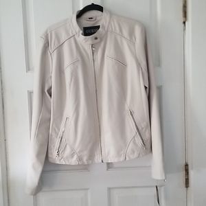 Guess Women's Cream Leather Jacket
